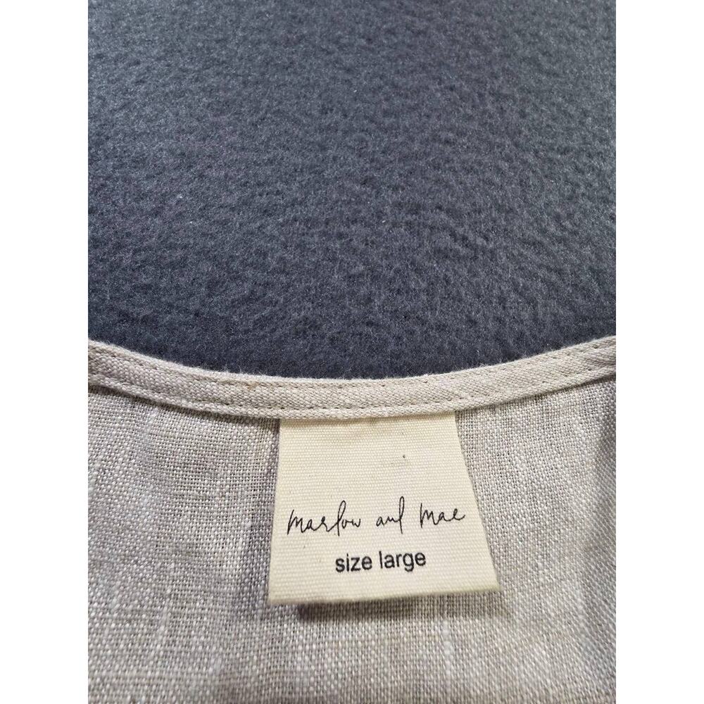Marlow and Mae Harp Dress Large 100% Linen Mini Puff Sleeve Cottagecore A011134 - Picture 6 of 10